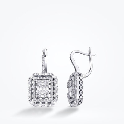 1.16 Karat Pırlanta Baget Küpe - 1