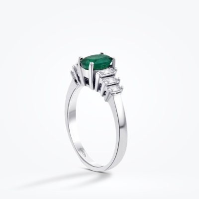 1.16 Karat Pırlanta Baget Zümrüt Yüzük - Baroni Diamond (1)