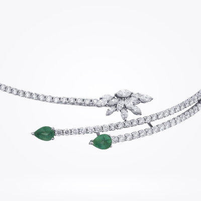 11.65 Karat Pırlanta Zümrüt Gerdanlık - 3