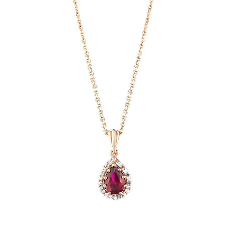 1.18 Karat Pırlanta Damla Yakut Kolye - Baroni Diamond