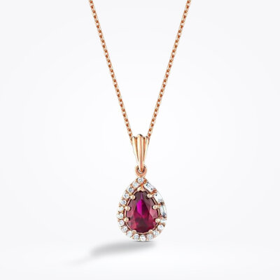 1.18 Karat Pırlanta Damla Yakut Kolye - Baroni Diamond (1)