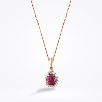 1.18 Karat Pırlanta Damla Yakut Kolye 