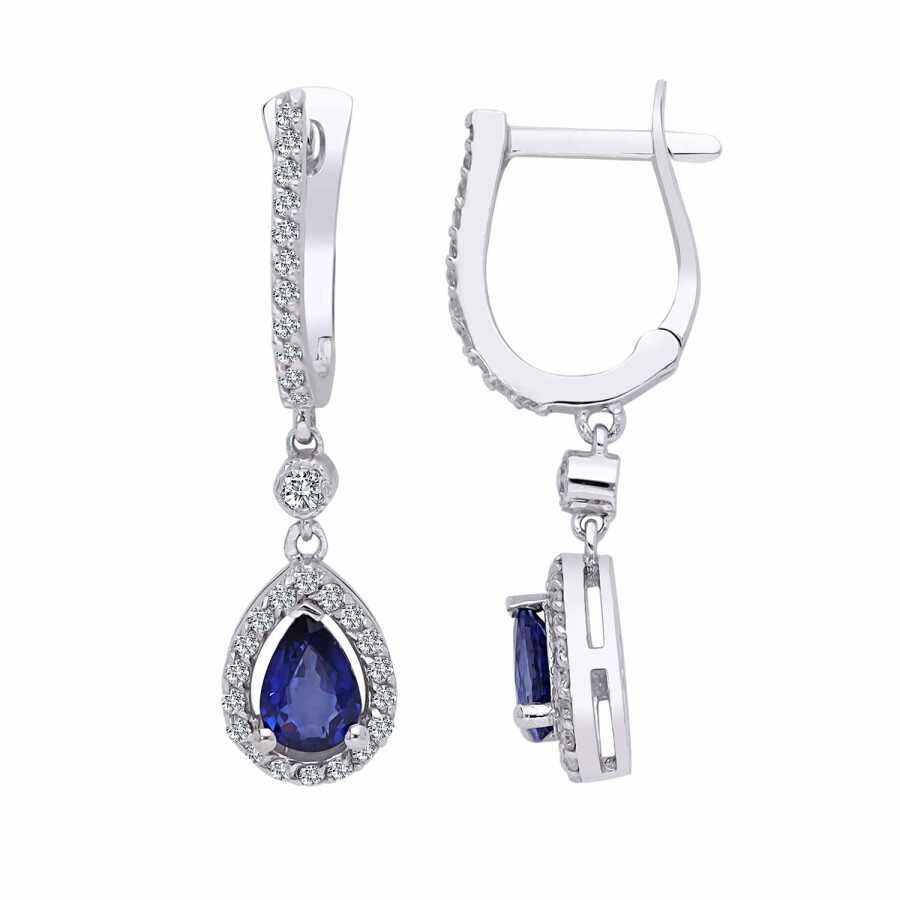 1.18 Karat Pırlanta Safir Küpe