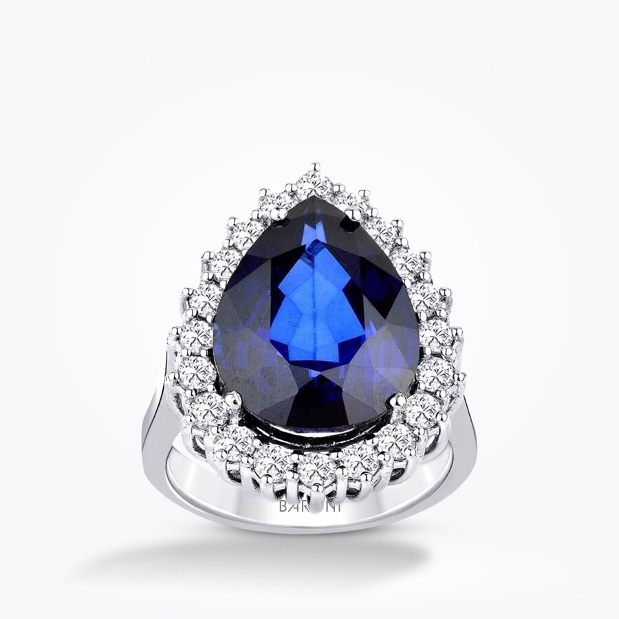 11.98 Karat Pırlanta Safir Yüzük - Baroni Diamond