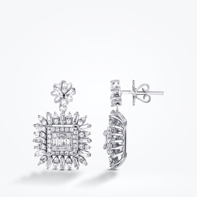 1.20 Karat Pırlanta Baget Küpe - 1