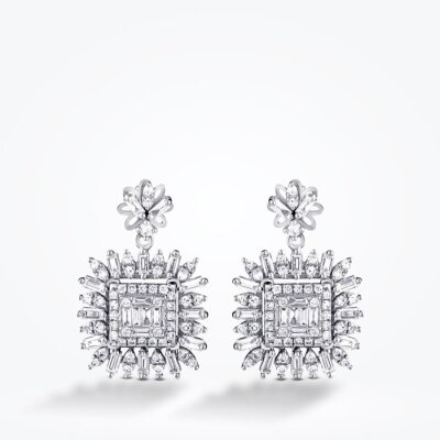 1.20 Karat Pırlanta Baget Küpe - 2