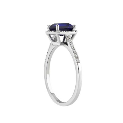 1.20 Karat Pırlanta Baget Safir Yüzük - 2