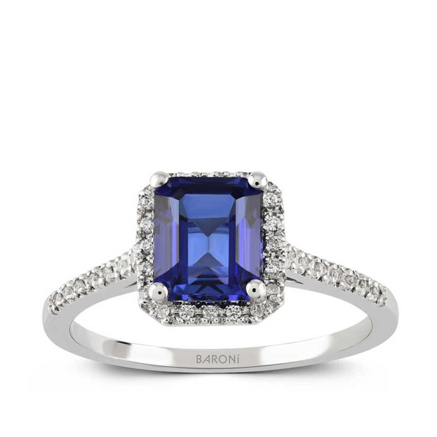 1.20 Karat Pırlanta Baget Safir Yüzük - Baroni Diamond