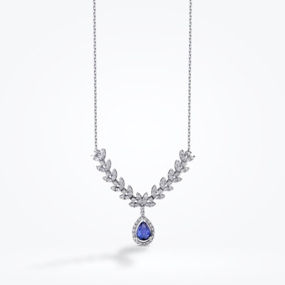 1.20 Karat Pırlanta Safir Damla Kolye - Baroni Diamond (1)