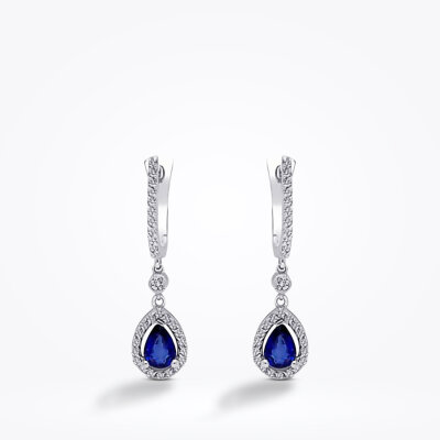 1.21 Karat Pırlanta Safir Küpe - Baroni Diamond (1)