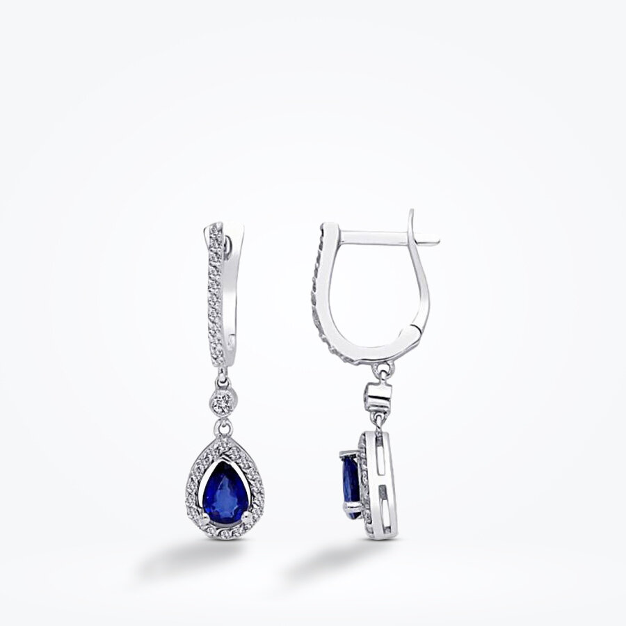 1.21 Karat Pırlanta Safir Küpe