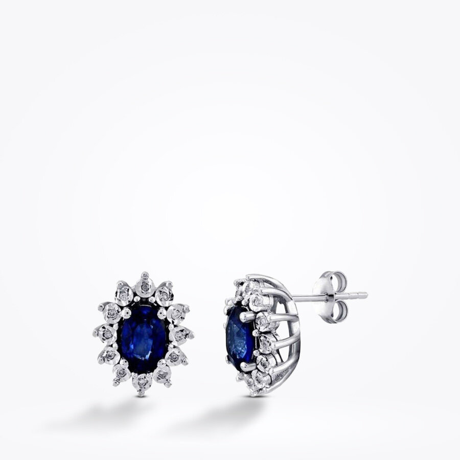1.21 Karat Pırlanta Safir Küpe