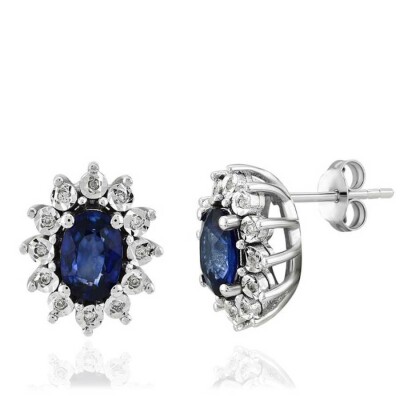 1.21 Karat Pırlanta Safir Küpe - Baroni Diamond