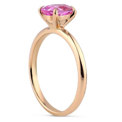 1.23 Karat Pembe Safir Damla Yüzük - 2