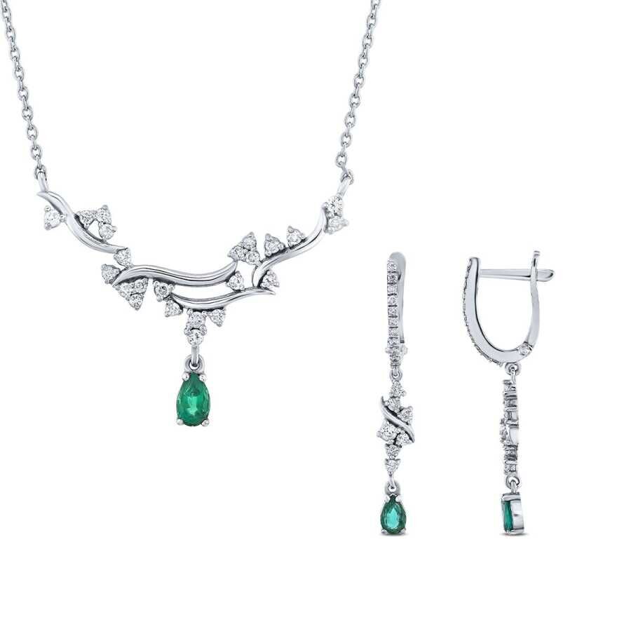 1.23 Karat Pırlanta Zümrüt Set