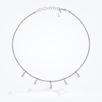 1.24 Karat Pırlanta Baget Kolye - 1