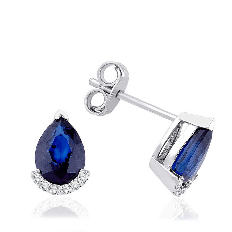 1.25 Karat Pırlanta Safir Küpe