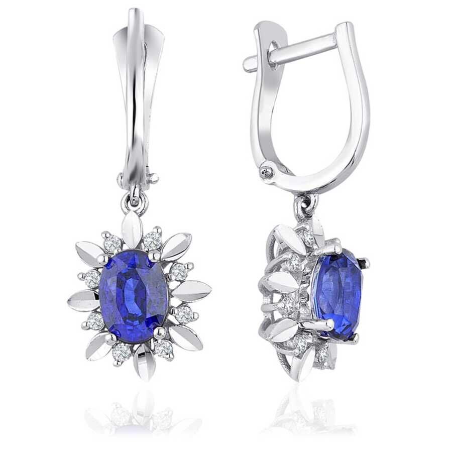 1.25 Karat Pırlanta Safir Küpe