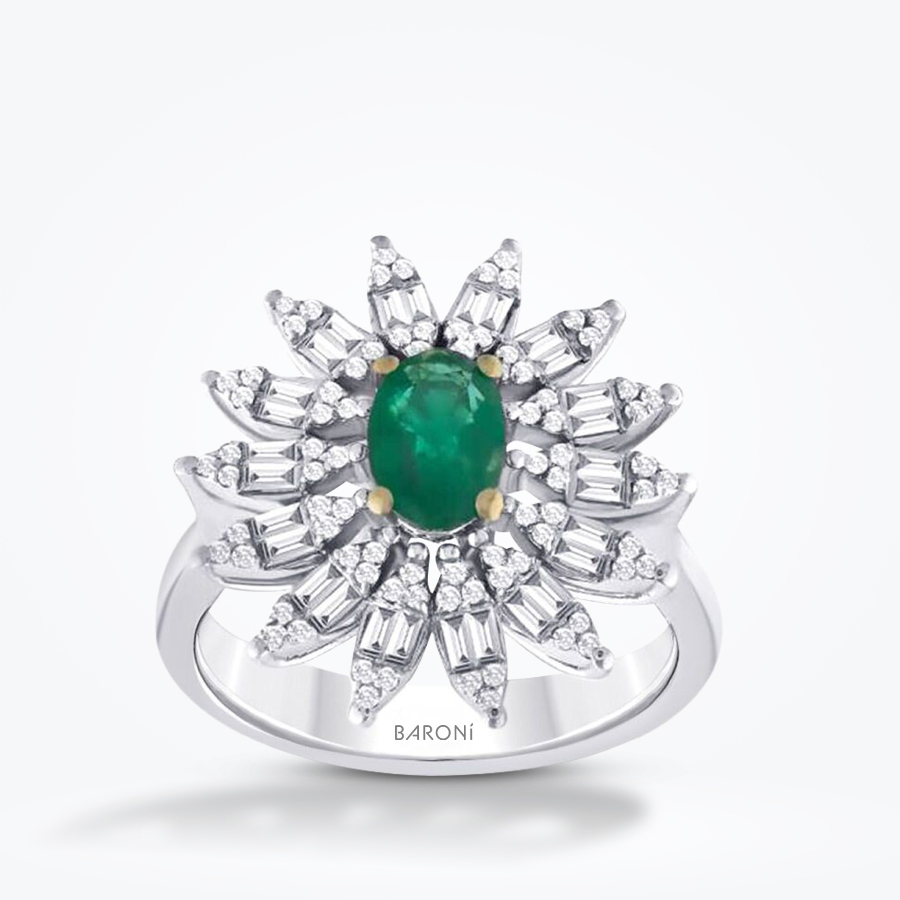 1.25 Karat Pırlanta Zümrüt Yüzük - Baroni Diamond