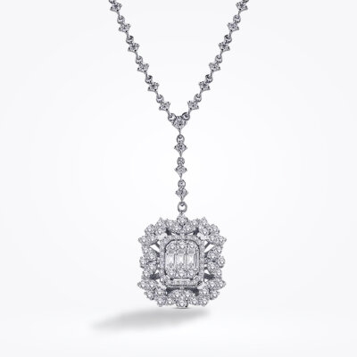 1.26 Karat Pırlanta Baget Kolye - 1