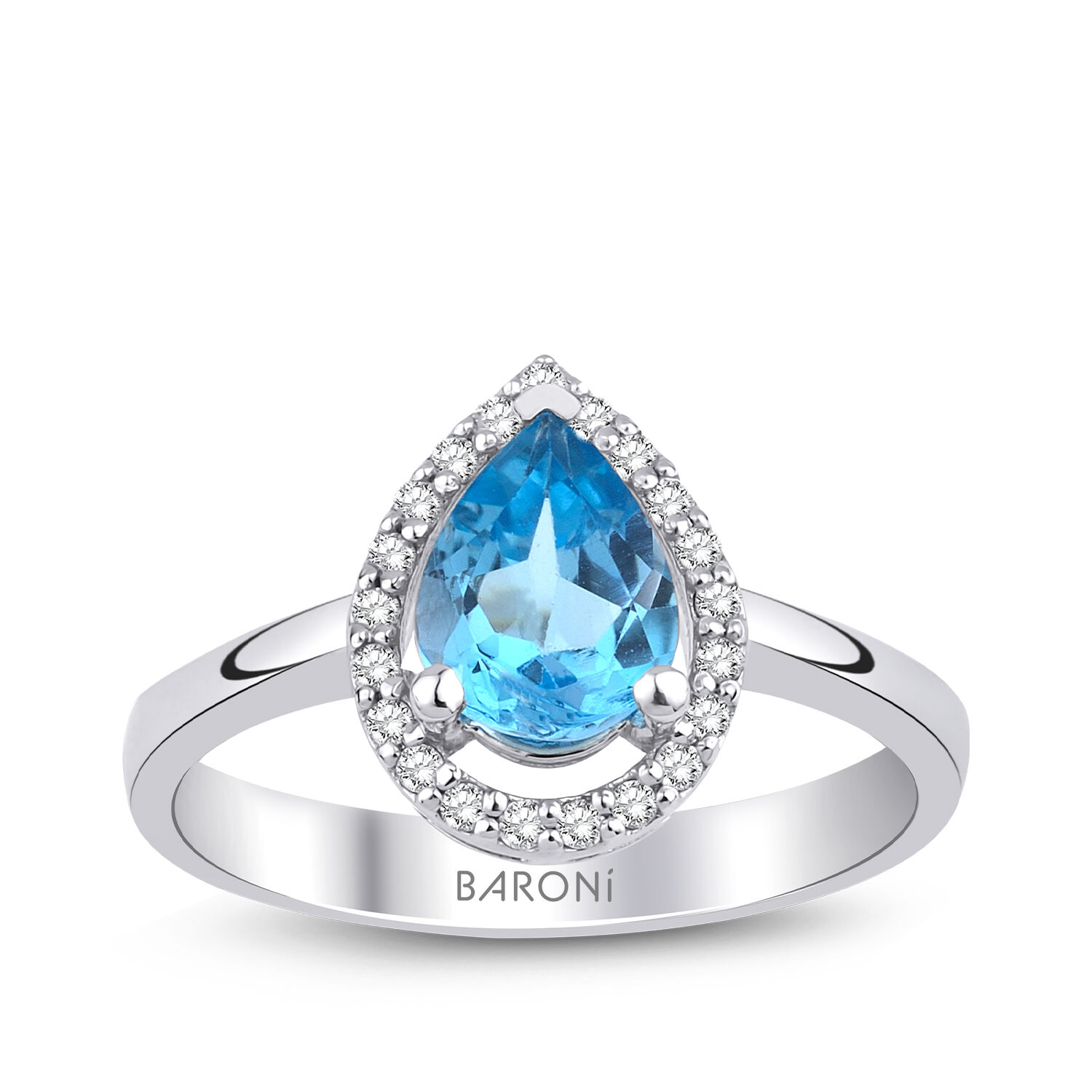 1.27 Karat Pırlanta Blue Topaz Damla Yüzük - Baroni Diamond