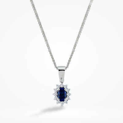 1.27 Karat Pırlanta Safir Kolye - 1