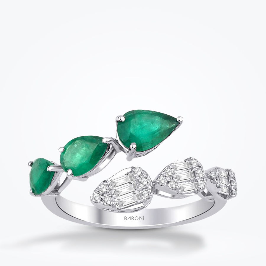 1.27 Karat Pırlanta Zümrüt Yüzük - Baroni Diamond