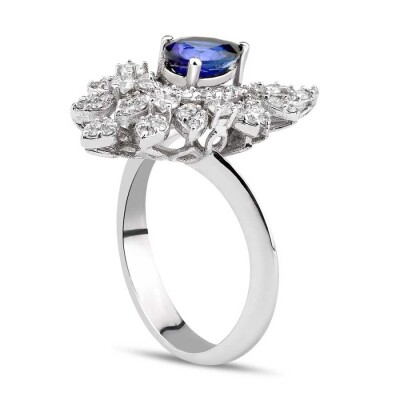 1.28 Karat Pırlanta Damla Safir Yüzük - Baroni Diamond (1)
