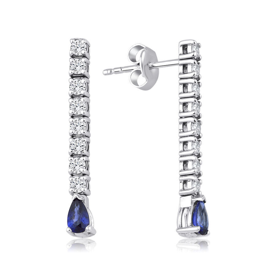 1.28 Karat Pırlanta Safir Küpe