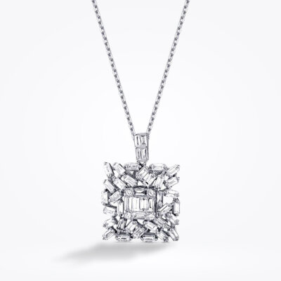 1.29 Karat Pırlanta Baget Kolye - 1