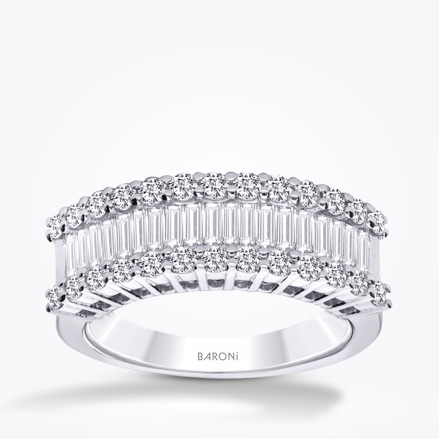 1.29 Karat Pırlanta Baget Yarımtur Yüzük - Baroni Diamond