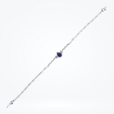 1.29 Karat Pırlanta Safir Bileklik - 1