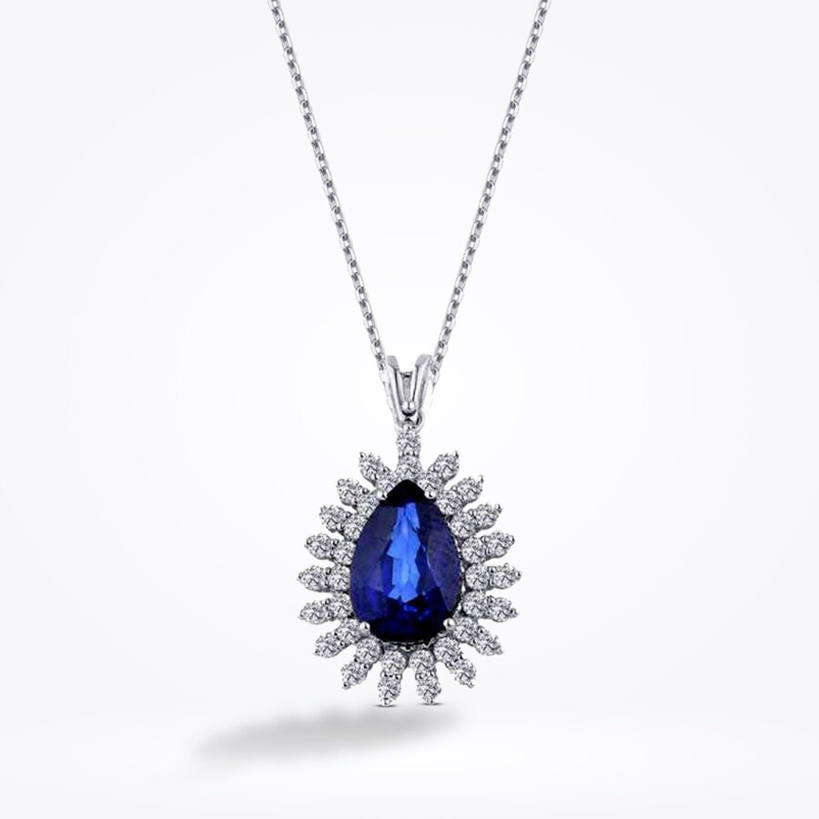 1.29 Karat Pırlanta Safir Kolye