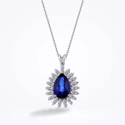 1.29 Karat Pırlanta Safir Kolye 