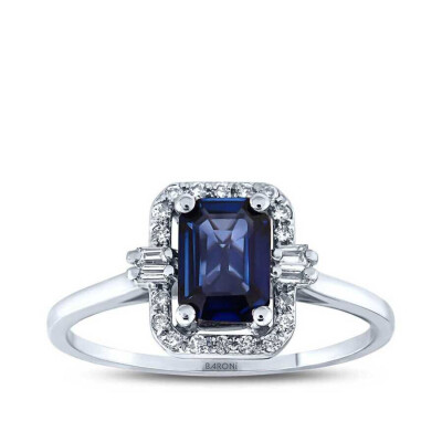 1.29 Karat Pırlanta Safir Yüzük - 1