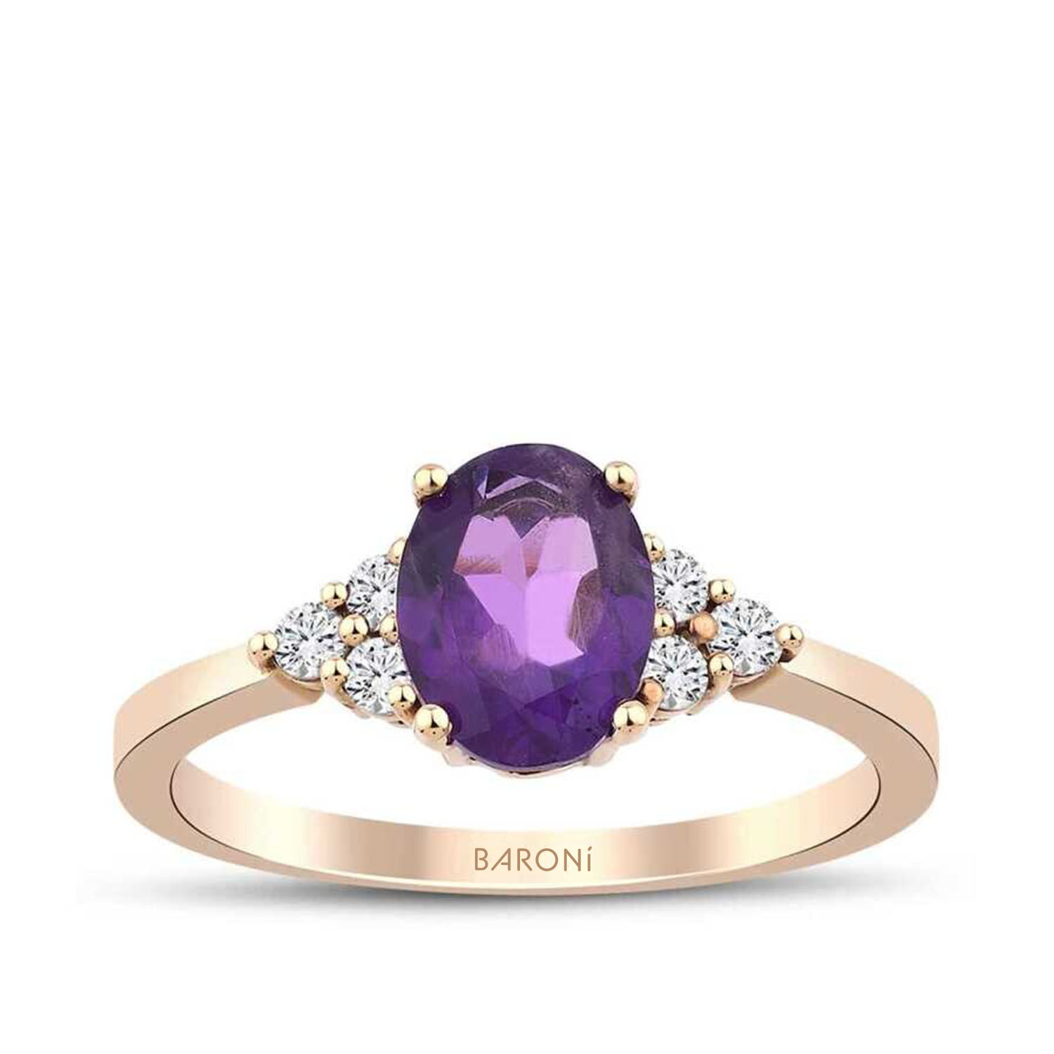 1.30 Karat Pırlanta Ametist Yüzük - Baroni Diamond
