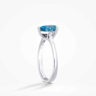 1.30 Karat Pırlanta Blue Topaz Yüzük - 2