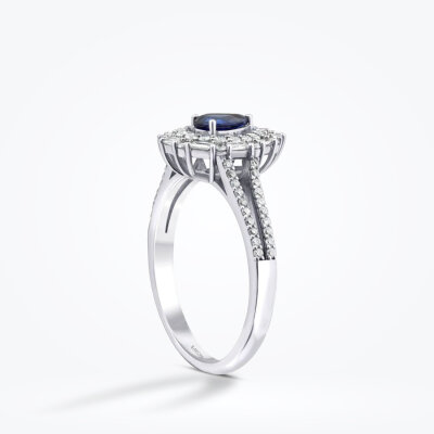 1.30 Karat Pırlanta Damla Safir Yüzük - Baroni Diamond (1)