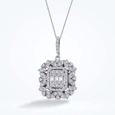 1.31 Karat Pırlanta Baget Kolye - 1