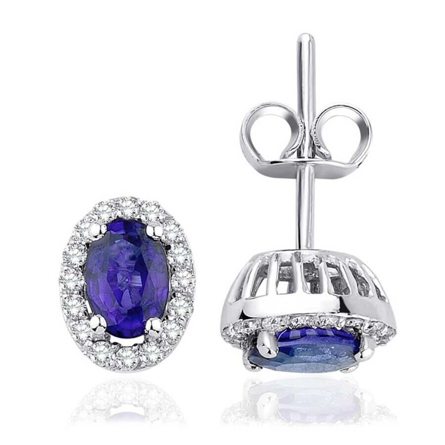 1.31 Karat Pırlanta Safir Küpe
