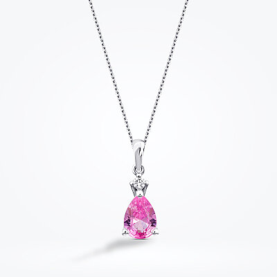 1.32 Karat Pırlanta Pembe Safir Kolye - Baroni Diamond