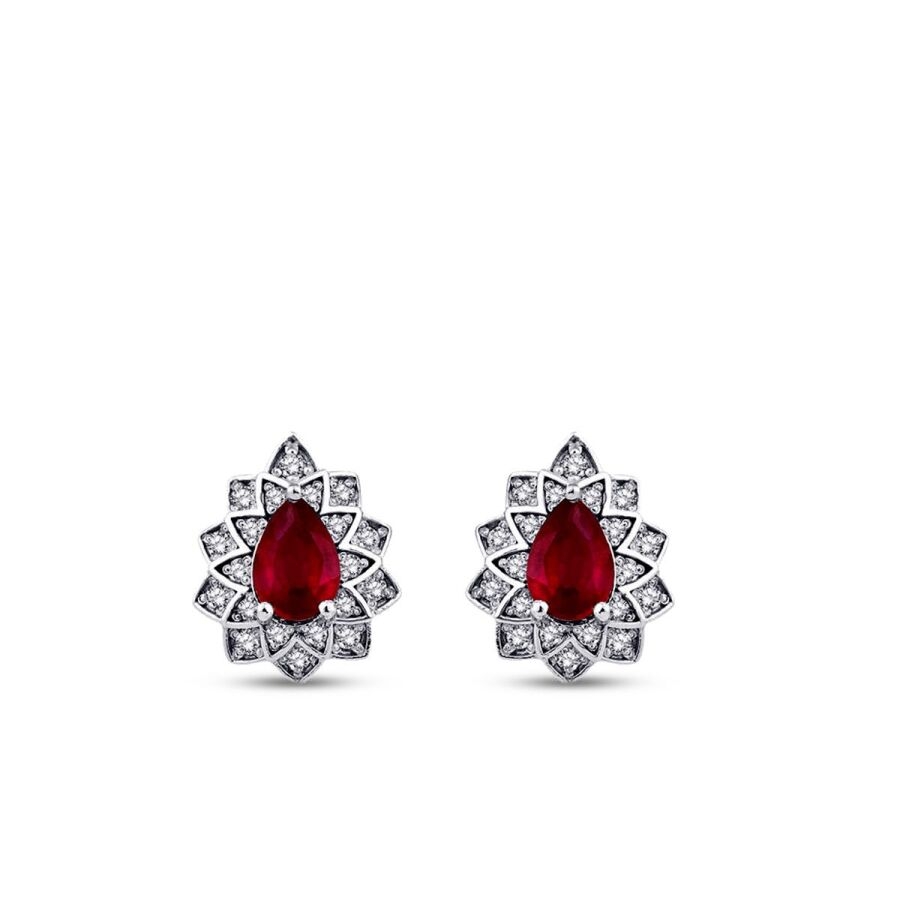 1.32 Karat Pırlanta Yakut Küpe - Baroni Diamond