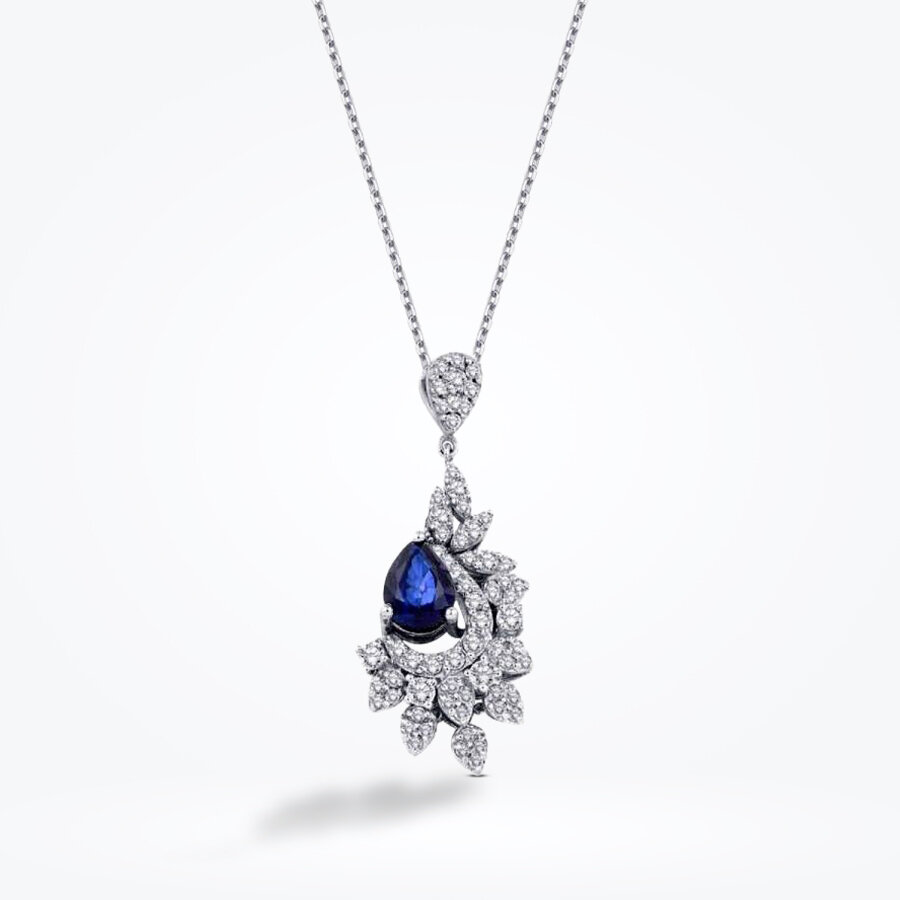 1.33 Karat Pırlanta Safir Kolye
