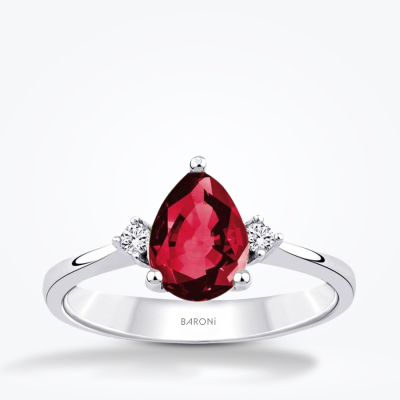 1.33 Karat Pırlanta Yakut Yüzük - 1