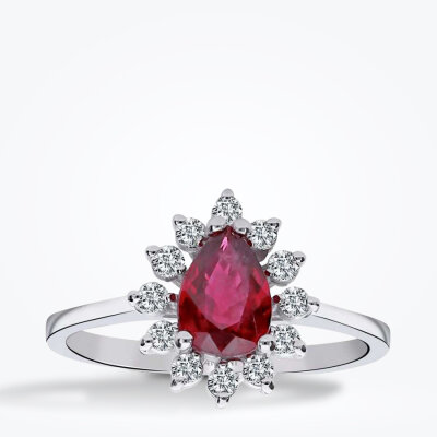 1.33 Karat Pırlanta Yakut Yüzük - 1