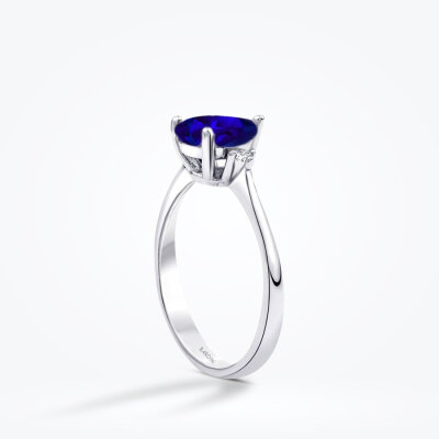 1.34 Karat Pırlanta Damla Safir Yüzük - Baroni Diamond (1)