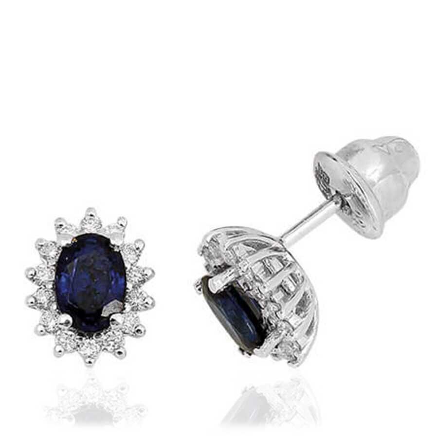1.34 Karat Pırlanta Safir Küpe