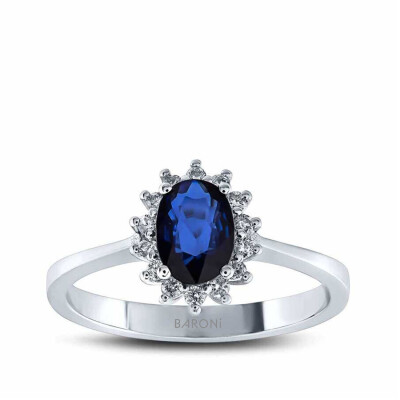 1.34 Karat Pırlanta Safir Yüzük - 1