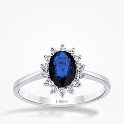 1.34 Karat Pırlanta Safir Yüzük - Baroni Diamond