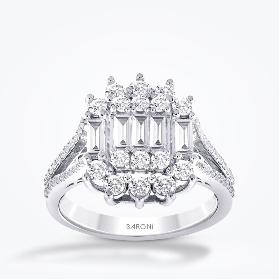 1.36 Karat Pırlanta Baget Yüzük - Baroni Diamond